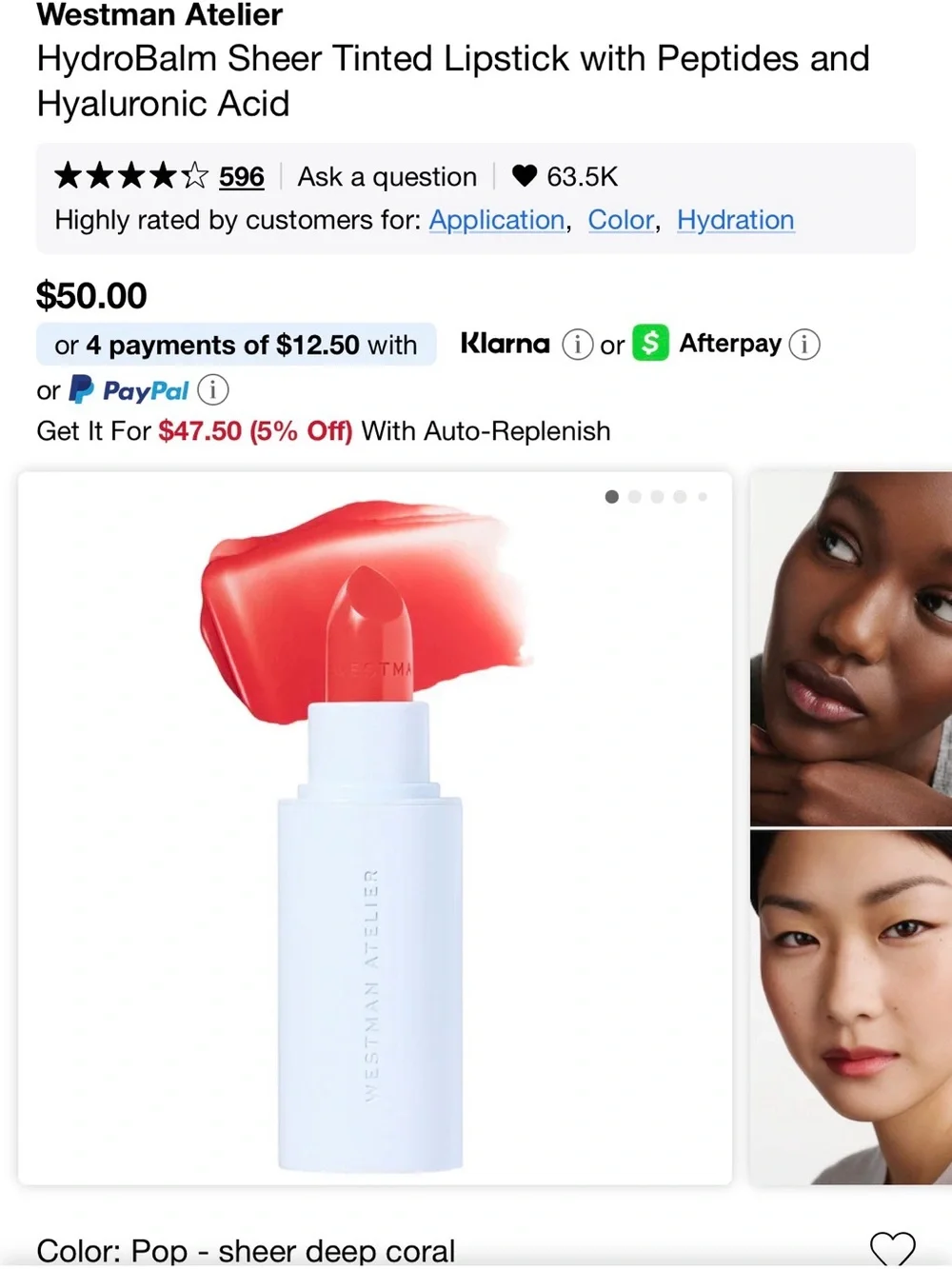 Westman Atelier HydroBalm Sheer Tinted Lipstick — Pop Shade, Brand New!